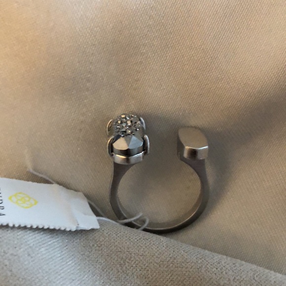 Kendra Scott Pryde Silver Tone Open Ring With Platinum Drusy Stone Size S/M NWT - Picture 9 of 11